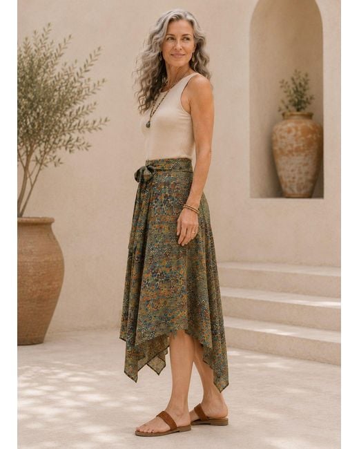 Lumina Eligma Green Bohemian Midi Skirt