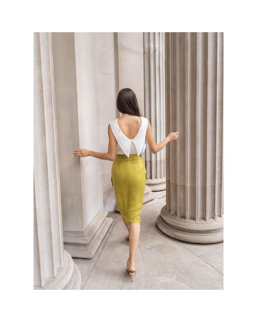 Femponiq Green Linen & Cupro-Blend Bow Tie Wrap Skirt