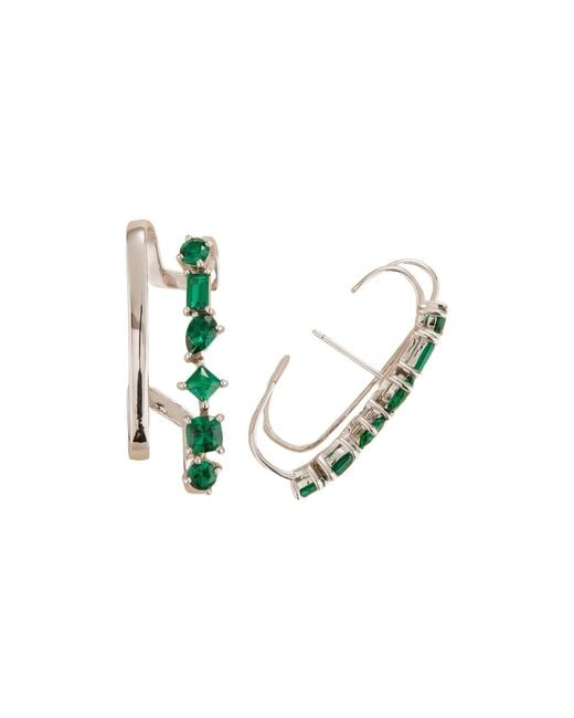 Juvetti Metallic Serene Earrings With Emerald Set