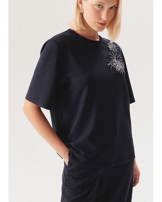 Exquise Blue Regular Minimalist Sparkle Accent Madilyn T-Shirt