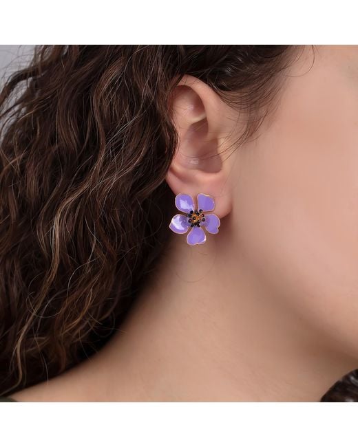 Milou Jewelry Purple Light Cherry Blossom Flower Earrings