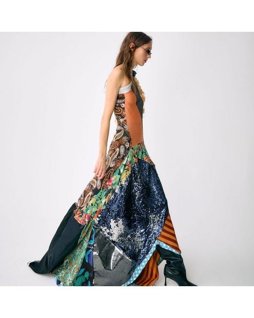 Miro Misljen Blue Patchwork Maxi Dress