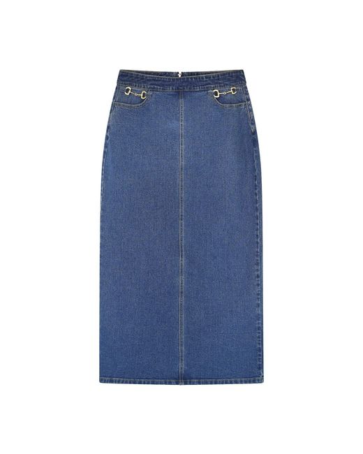 Rave on Trend Blue Horsebit Denim Skirt