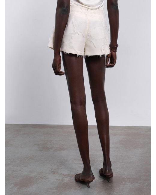 Sélone White Jora Fringe Shorts Cream