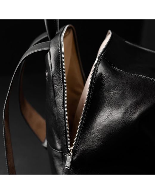 Time Resistance Black Leather Backpack For