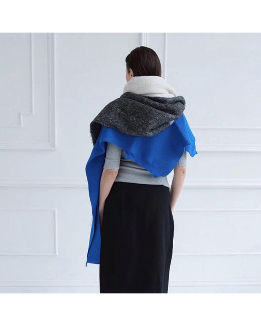 London Atelier Byproduct Gray Wool Blend Two Tone Large Shawl