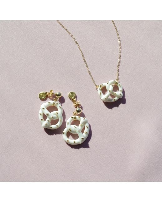 POPORCELAIN Metallic Mini Porcelain Pretzel Necklace