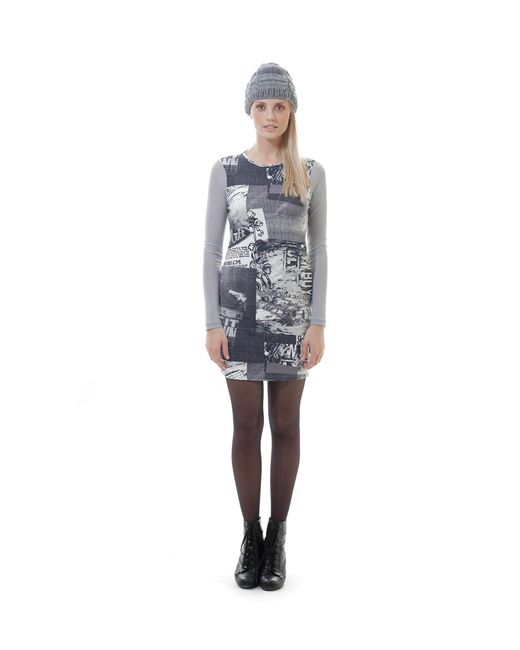 Conquista Gray Print Stretch Dress