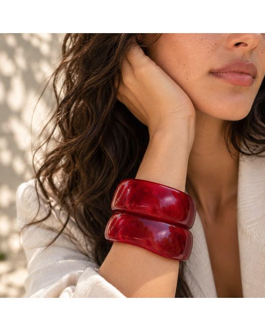 Hye Jane Jewelry Red Raspberry Forma Resin Bangle Set