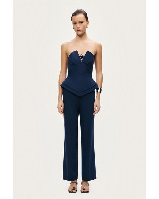 Nocturne Blue Strapless Sculpted Bustier Top