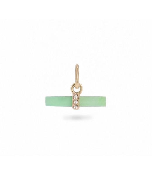 Zohreh Green Chrysoprase T-Bar Pendant 9K