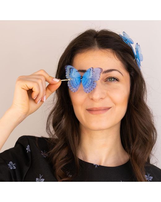 Oana Savu Blue Butterfly Bobby Pin Set Hair Pins Summer Accessories