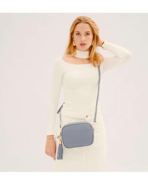 Apatchy London Blue The Tassel Denim Leather Crossbody Bag
