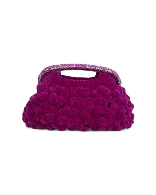 Springmoonatelier Purple Handmade Fuchsia Velvet Crochet Designer Bag – A Unique And Statement-Made Piece