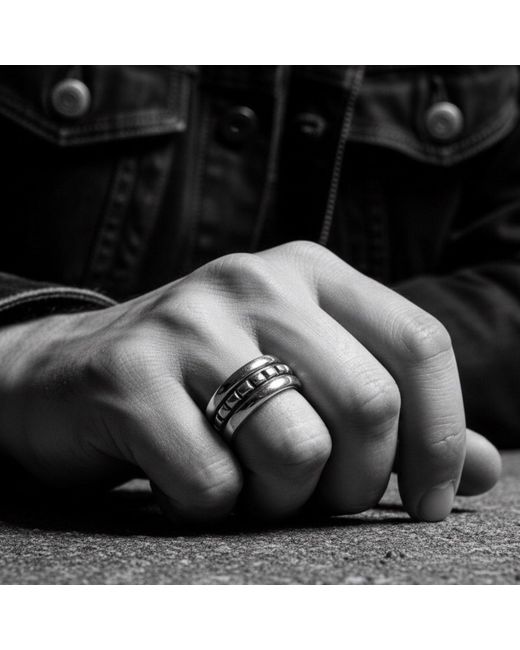 Tg-Jewellery by Tamara Gervasio Metallic The Square Chunky Ring Handmade for men