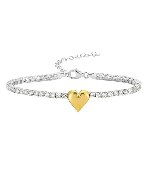 Spero London Metallic Sterling Heart Tennis Bracelet