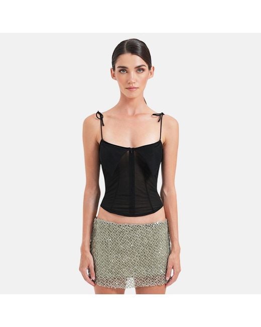 OW Collection Black Astra Mesh Mini Top