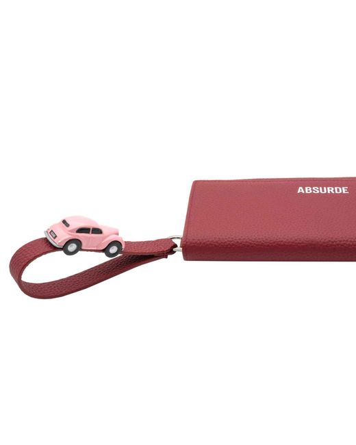 Absurde Red Parking Burgundy Leather Bifold Wallet