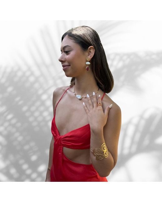 Ebru Jewelry Metallic Majestic Pearl & Choker Necklace
