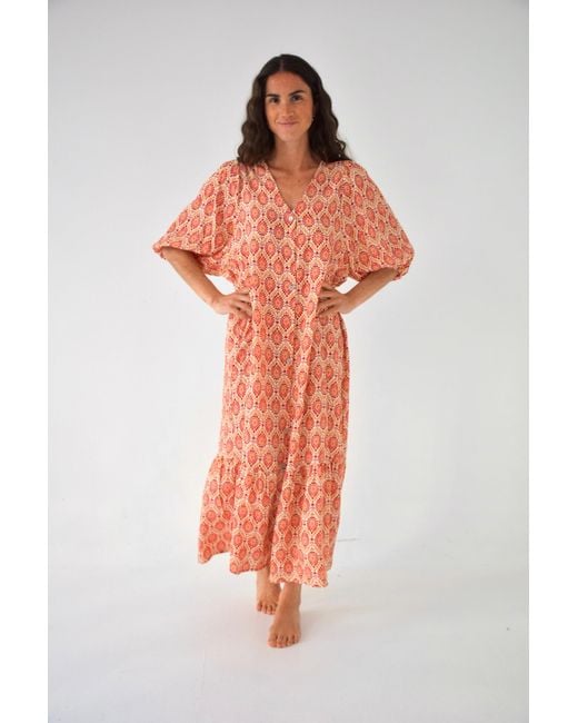 Mind Traveler Orange Mica Burgundy Dress