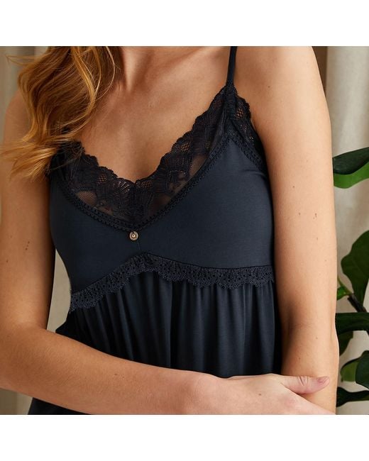 Pretty You London Black Bamboo Lace Chemise