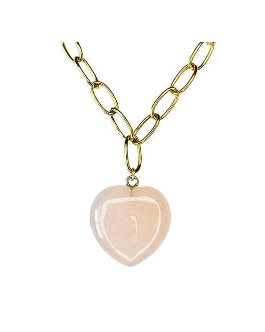 Lexi Jewelry Metallic Link Chain & Rose Quartz Heart Necklace