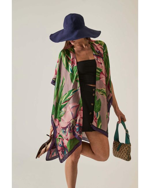 James Lakeland Green Floral Kaftan