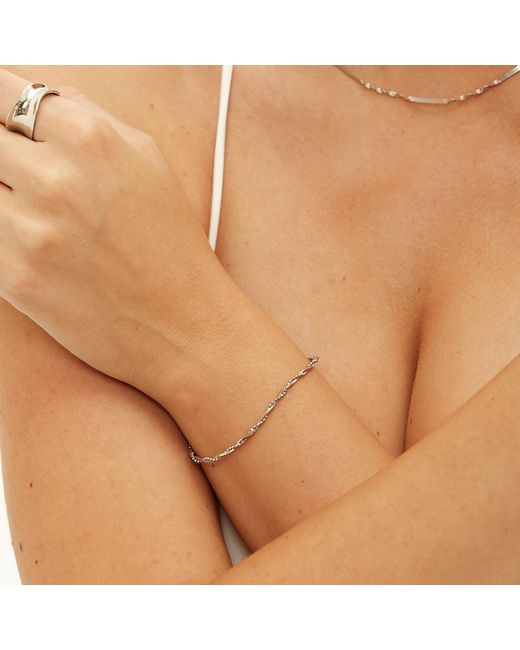 Spero London Metallic Bead Chain Twisted Sterling Bracelet