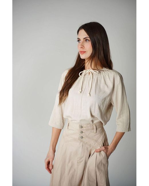 Lou&Up (Formerly Loup Clothing) Natural Neutrals Sand Drawstring Top