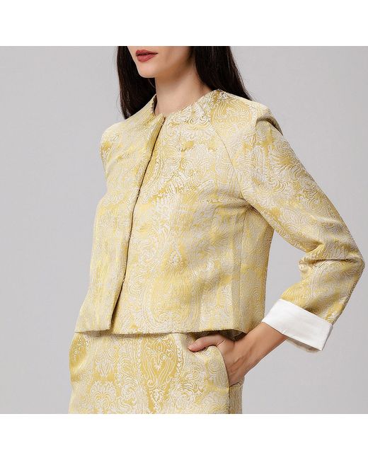 Smart and Joy Green Brocade Short Jacket