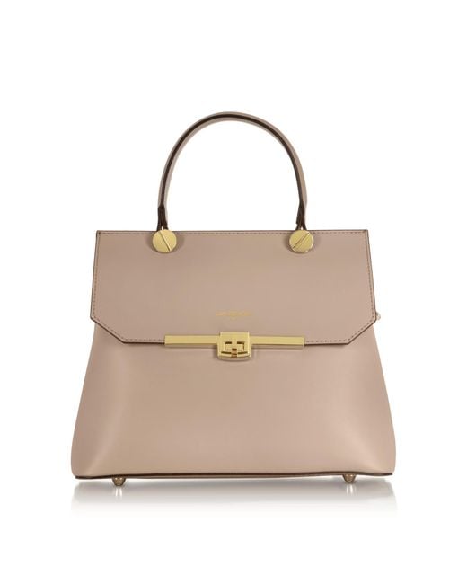 Le Parmentier Natural Neutrals Atlanta Top Handle Satchel Bag W/Shoulder Strap