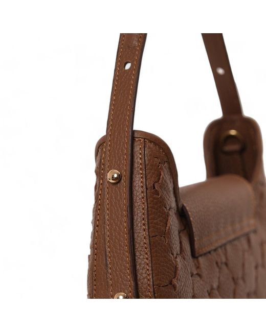 Mianqa Brown Anqa Woven Leather Moon Crossbody & Shoulder Bag