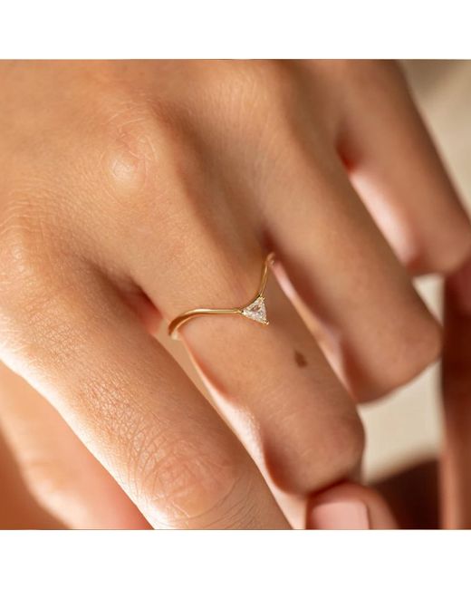 VicStoneNYC Fine Jewelry Metallic Trillion Diamond Curve Ring