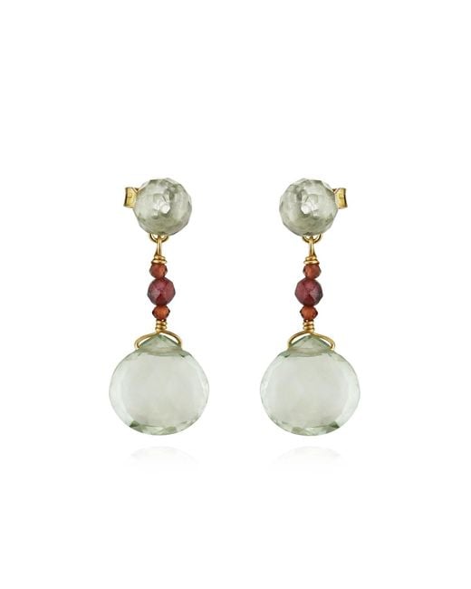 MOUNIR LONDON Green Amethyst And Garnet Drop Earrings