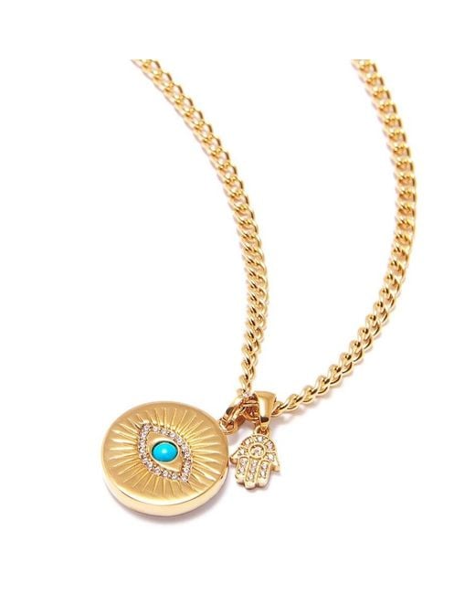 Nialaya Metallic Skyfall Evil Eye And Hamsa Hand Necklace
