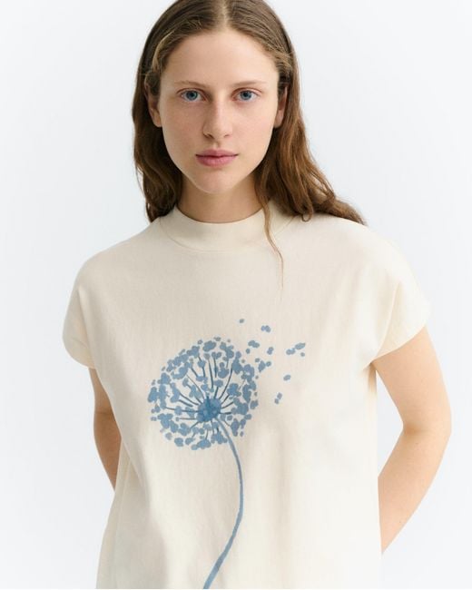 Thinking Mu White Ecru Dandelion Volta T-Shirt