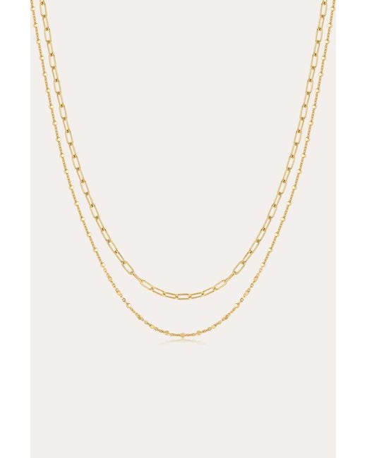 Vanhi Metallic Mini Paperclip Double Chain Necklace