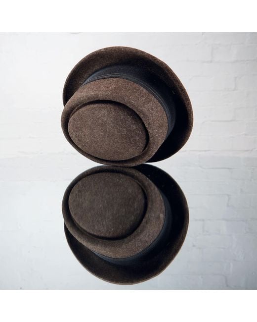 Dasmarca Hats Brown Quintin Bitter Felt Oval Crown Porkpie Hat for men