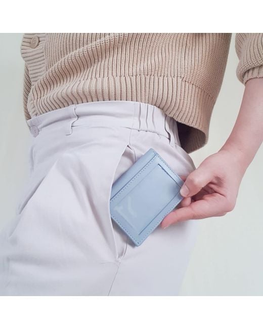 godi. Blue Handmade Leather Id Wallet