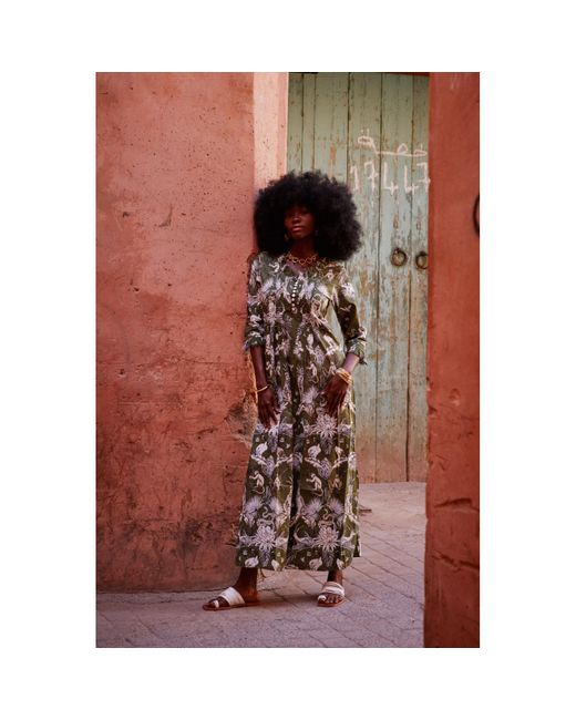At Last Green Cotton Annabel Maxi Dress