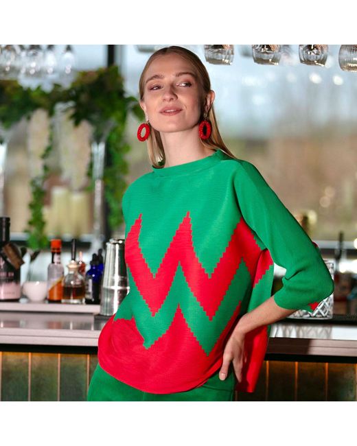 Beatrice von Tresckow Red Zig Zag Jumper