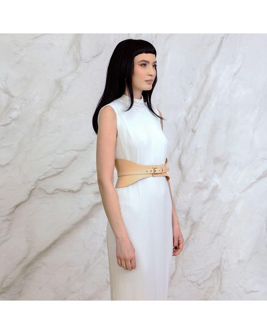 Haute Cuir Natural Neutrals Nude Crescent Leather Corset Belt