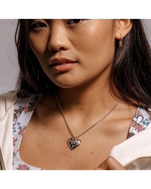 Cloud Haven Metallic Paw Prints On My Heart Necklace
