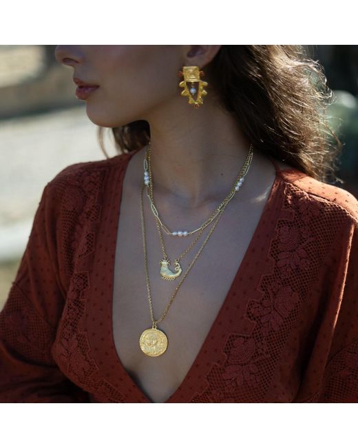 Ebru Jewelry Metallic Mystic Guardian Coin Medallion Necklace