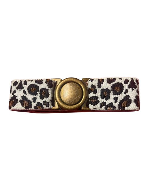 LARA MOTI Black Cream Leopard Elastic Belt