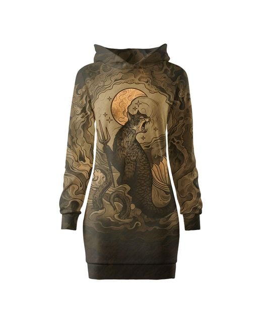 Aloha From Deer Green God Of The Sea Oversize Hoodie Dress