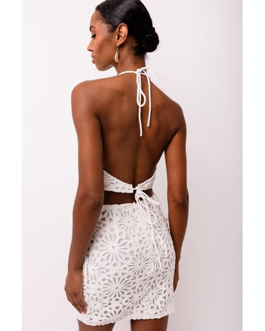 Amy Lynn White Bonnie Crochet Mini Skirt