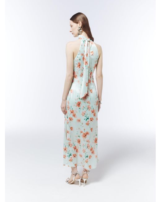 Sour Figs Metallic Watercolour Floral Halterneck Maxi Dress