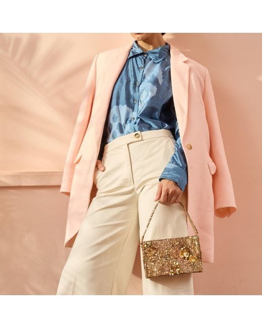 Simitri Metallic Golden Ember Box Clutch