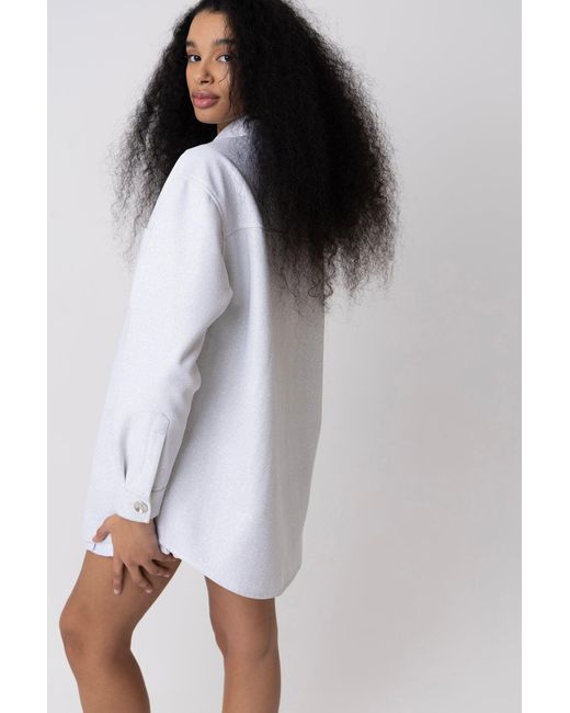 Amy Lynn White Cole Glitter Oversized Shirt